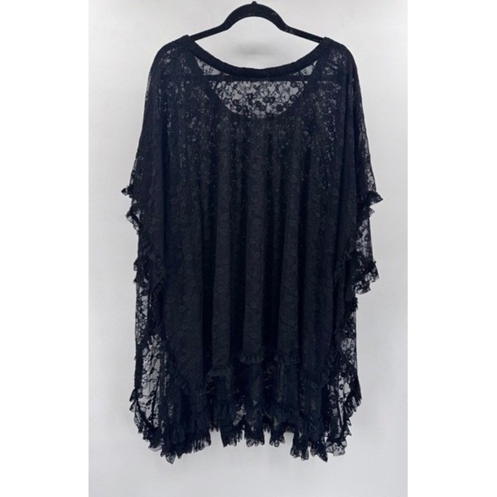 Free People Intimately NEW Black Floral Lace Ruffle Poncho Top XL Whimsigoth